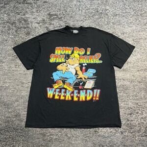 Vintage 90s "How Do I Spell Relief? W-e-e-k-e-n-d!!" T Shirt XL Black Humor